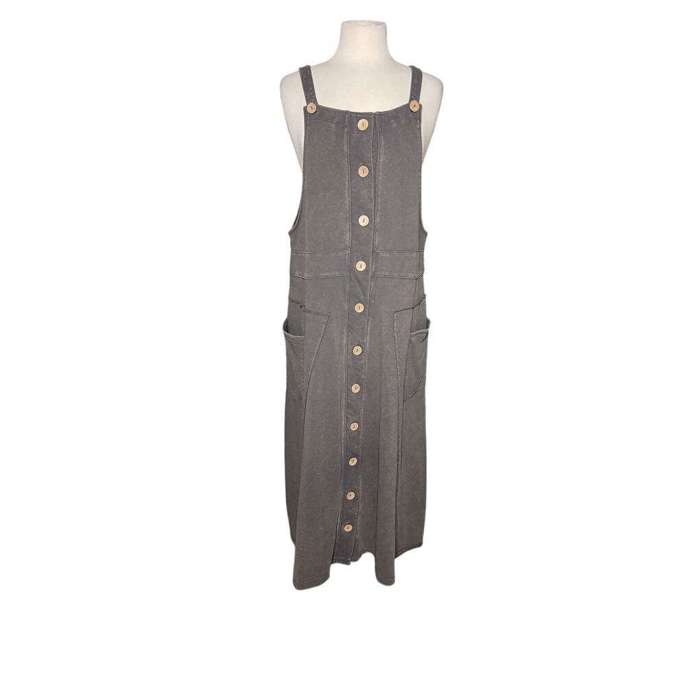 NWT EASEL Women’s Knit Boho Overall Jumper Midi Dress Ash Enzyme Wash - Picture 2 of 5